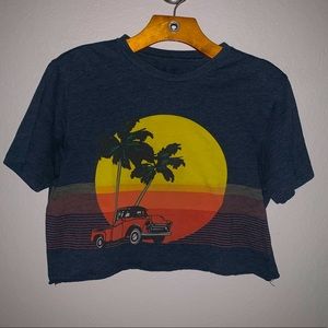 Cute Sunset/Car Cropped Tee Shirt